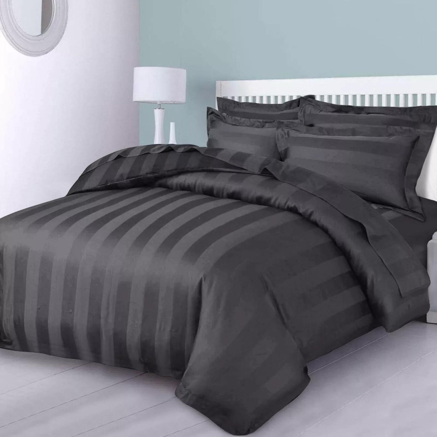 3pcs Microfiber Duvet Cover Set, Satin Striped Bedding Set, Soft Comfortable Duvet Cover, For Bedroom, Guest Room (1 Duvet Cover + 2*Pillowcase) – Single, Double, King, Super King Sizes