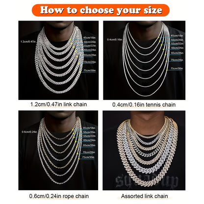 2pcs/Set Cuban Link Chain Necklace And Bracelet Set, Men'S Christmas Gifts, Hip Hop Style Choker Plus Bracelet Jewelry Set, Unisex Jewelry for Party Favors, Idea Gift Options