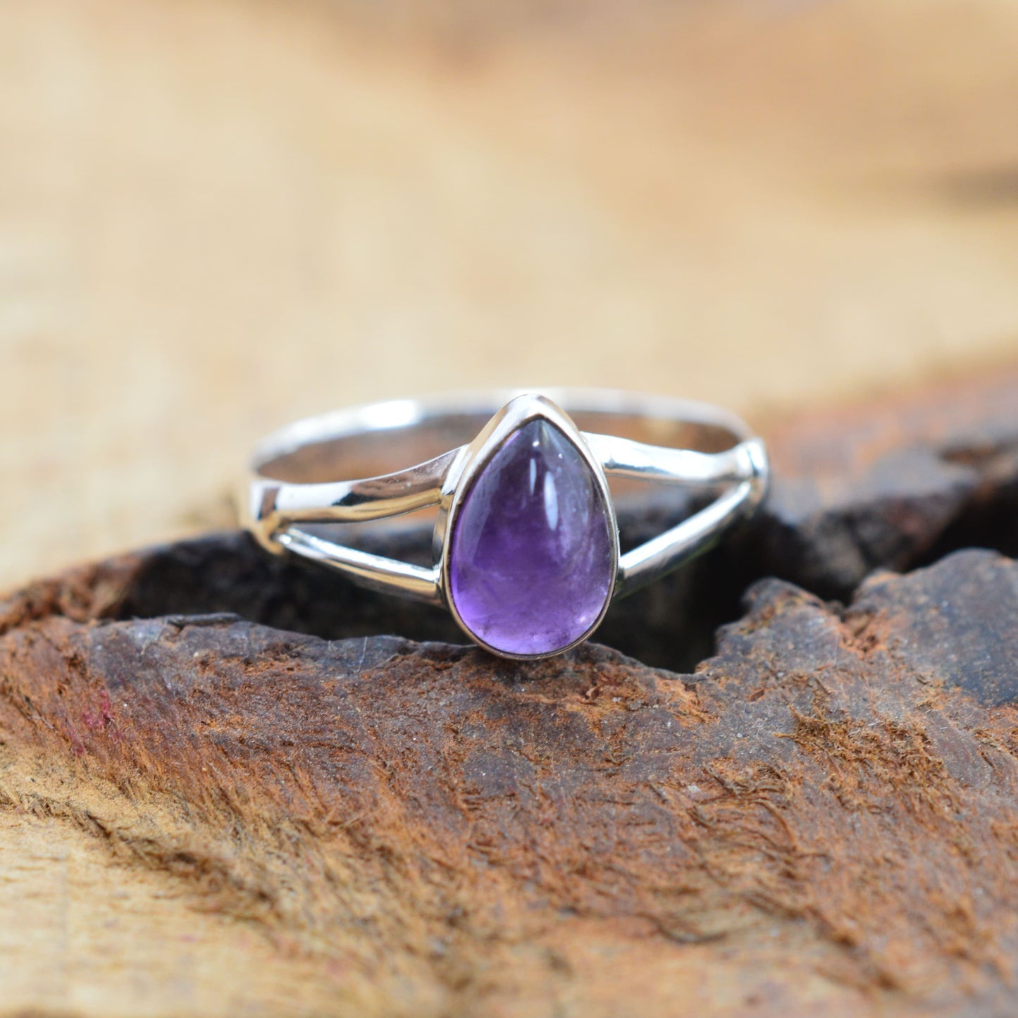 925 Sterling Silver Pear Gemstone Ring in Onyx, Larimar and More, Minimal Daily Wear Jewelry for Women