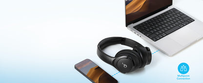 soundcore by Anker Q20i Hybrid Active Noise Cancelling Foldable Headphones, Wireless Over-Ear Bluetooth, 40H Long ANC Playtime, Hi-Res Audio, Big Bass, Customize via an App, Transparency Mode (Renewed)