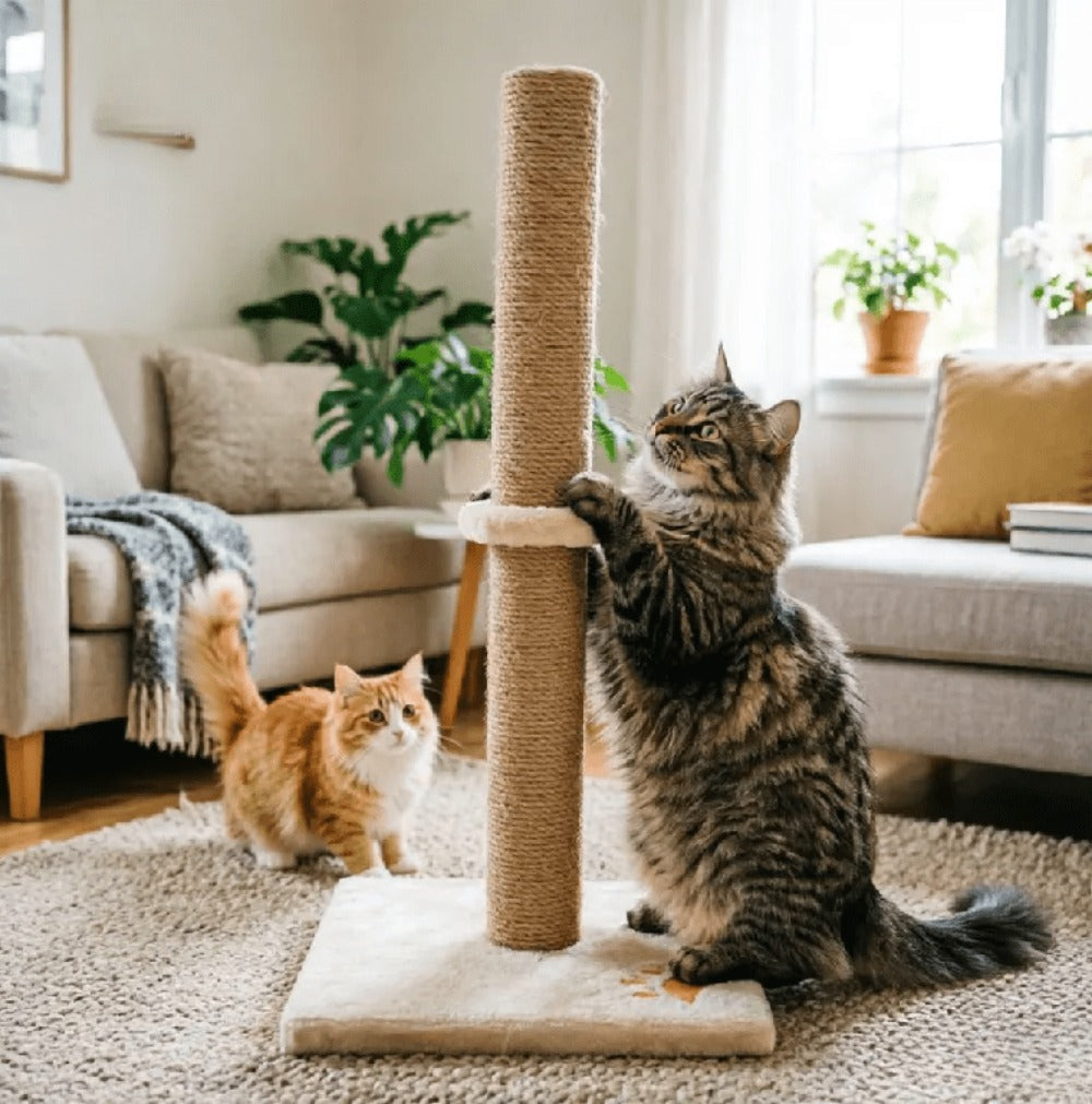 Cat Scratching Post 62cm Tall Sisal Pole Scratcher – Sturdy Cat Furniture for Indoor Cats, Protects Furniture, 3 Colours
