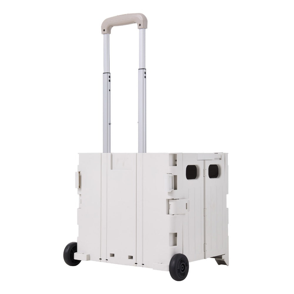 Foldable Shopping Trolley on Wheels with Large Capacity Storage Box – Portable Folding Cart for Grocery, Camping, Travel & Moving, Adjustable Handle, Grey & Green