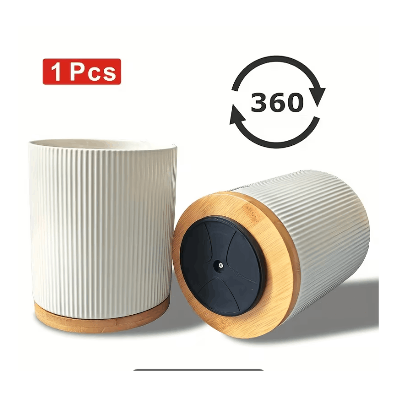 360° Rotating Ceramic Kitchen Organizer with Detachable Bamboo Base – Space-Saving Utensil Holder for Countertops, Perfect for Cooking Tools, Flower Vases, and Whisky Glasses, Kitchen Accessories