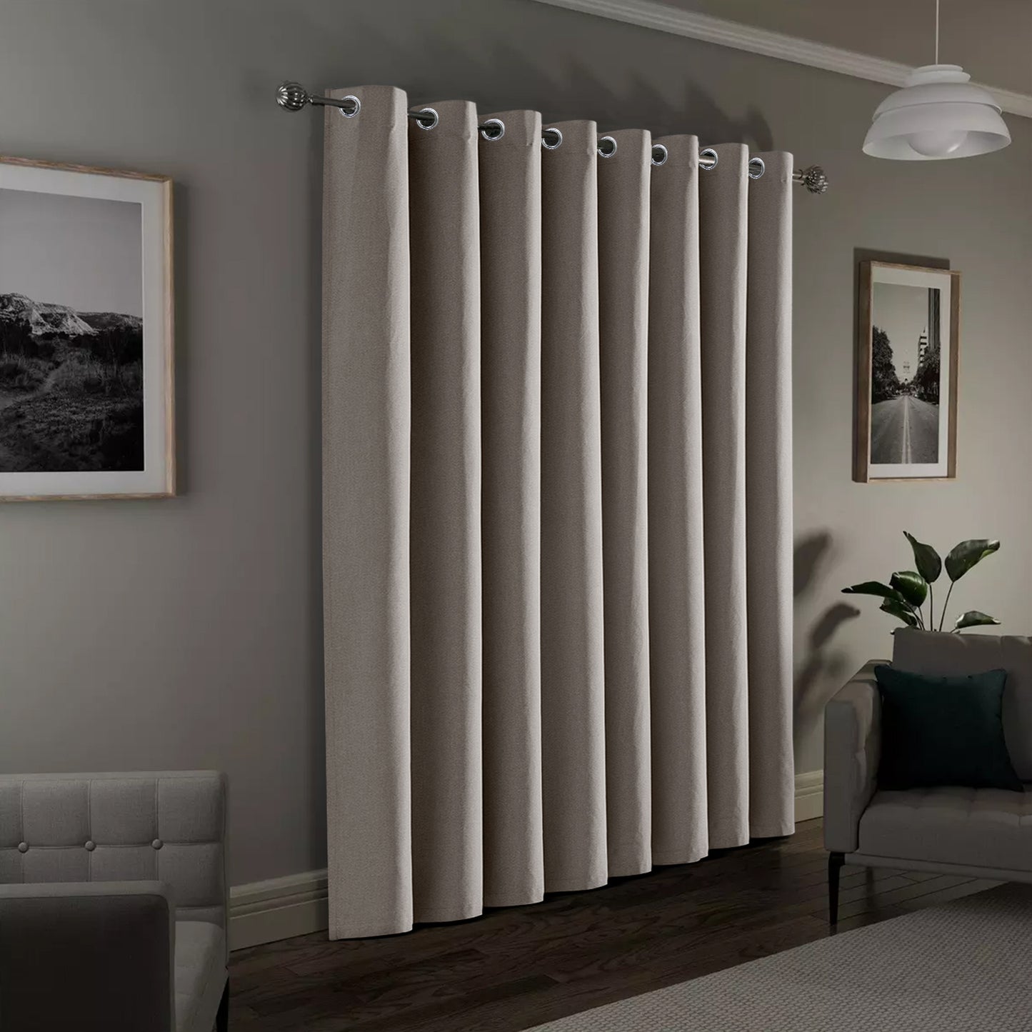 2pcs Linen Textured Blackout Curtains – Linen-Look Coated Thick Fabric Grommet Top Drapes for Bedroom & Living Room, Noise Reducing Energy Saving Window Panels for Home Decor 135GSM