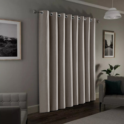 2pcs Linen Textured Blackout Curtains – Linen-Look Coated Thick Fabric Grommet Top Drapes for Bedroom & Living Room, Noise Reducing Energy Saving Window Panels for Home Decor 135GSM