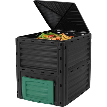 300L Garden Compost Bin – Outdoor Composting Container for Kitchen & Garden Waste (Black Green)