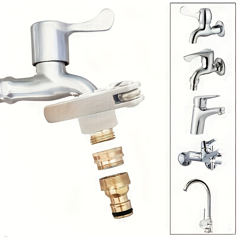 3-in-1 Brass Faucet Adapter Set - Garden Quick Connect Hose Fittings, Multi-functional Hose Converter Kit, Universal Hose Fixtures, Garden Irrigation Hose Accessories