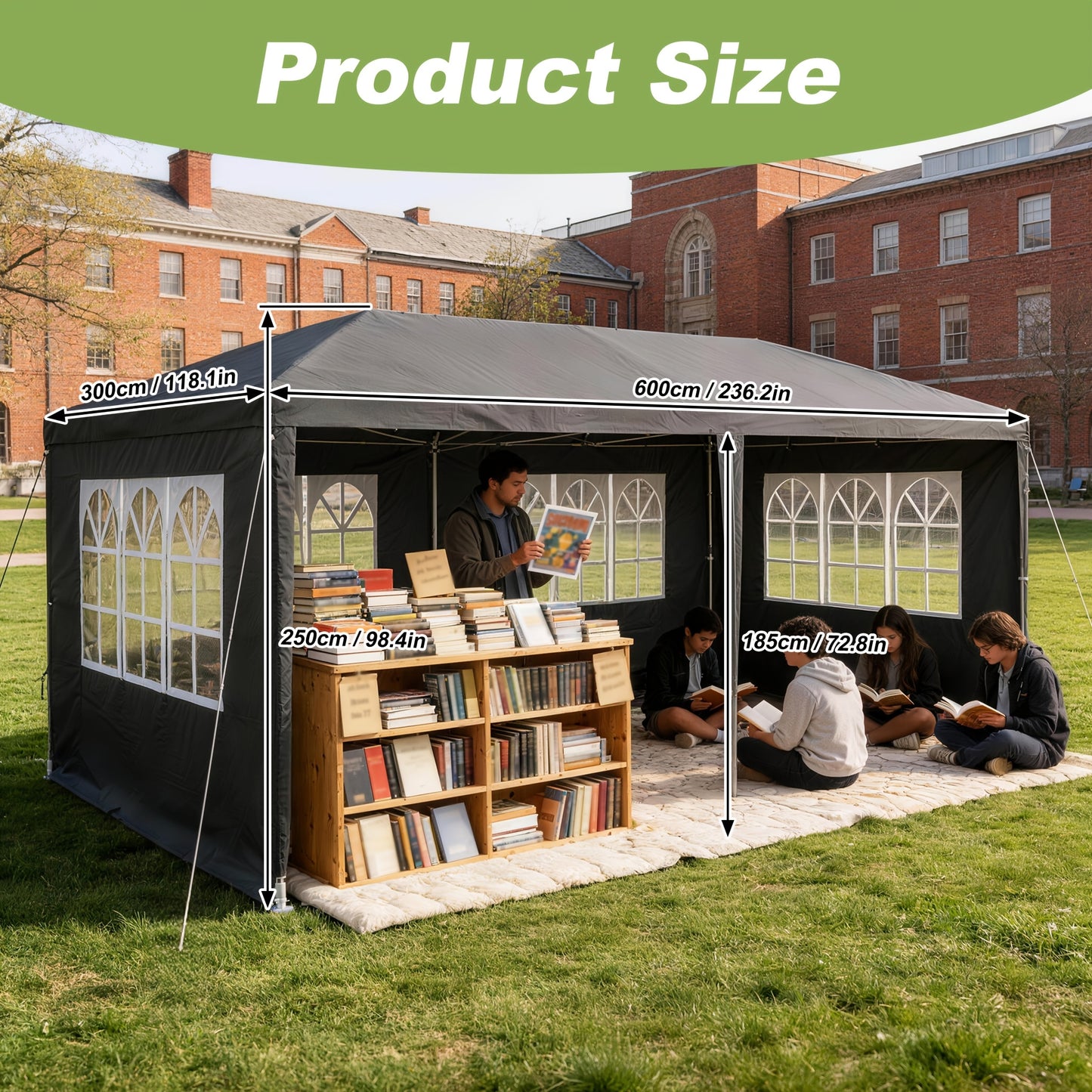 Garden Gazebo, Party Tent with 4 Removable Side Panels, Sun And UV Protection, Suitable for Outdoor Parties, Weddings, Garden Parties, Picnics, 3X3 Meters