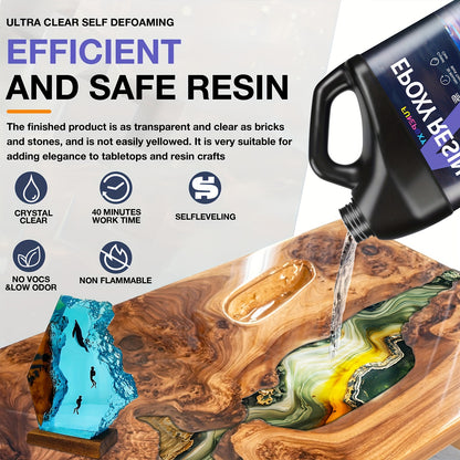 FUNEPOXY Epoxy Resin 500ML Kit - Crystal Clear, Resistant, Self Leveling, Safe for Table Top, Arts & Crafts, Casting, Jewelry Making, And Coating - Use with Mica Powder, Alcohol Ink