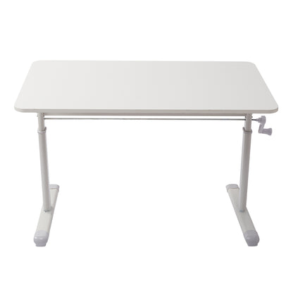 Premium Manual Adjustable Desk 60-90cm - Ergonomic Workstation with Crank Handle & Reinforced Base, Gaming & Home Office Desk, White Compact Study Table (Easy Assembly)