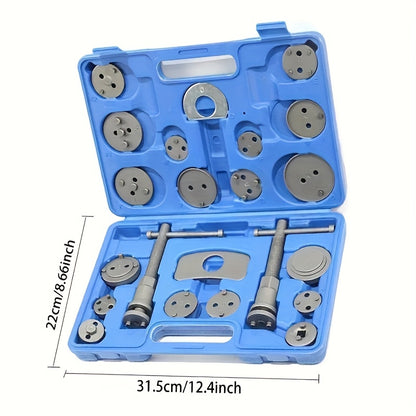 24pcs Robust Disc Brake Caliper Tool Kit, Including a Caliper Compressor, Wind Back Tool, And Brake Spreading Tools (In Blue), Without Battery