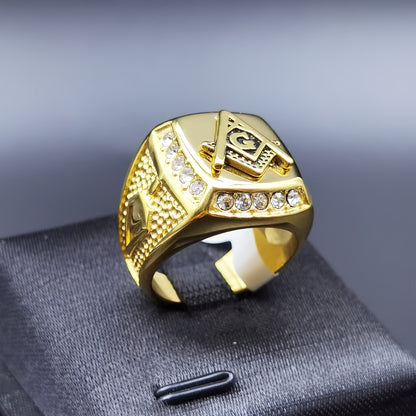 Classic Vintage Masonic AG Ring, Titanium 316L Stainless Steel 316L 316L Stainless Steel 316L 316L Stainless Steel Men'S Ring Jewelry