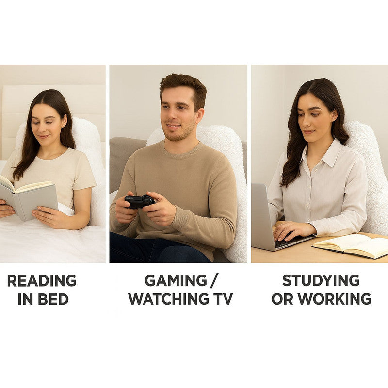 Teddy Fleece Reading Pillow with Arms Soft Backrest Support Cushion 65x40cm for Bed and Sofa in 4 Colours
