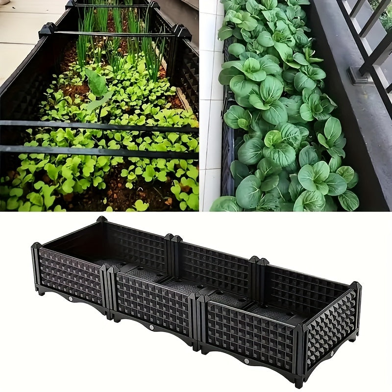 Raised Garden Bed With Removable Legs & Drain Holes, Durable Plastic, Easy Assembly, Removable Legs, Fruit Flowers Vegetables Standing Box For Patio Deck Porch Backyard
