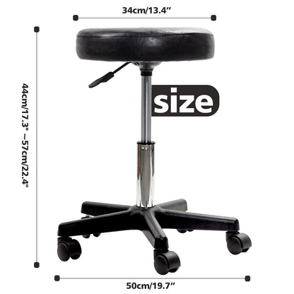 Black Adjustable Rolling Cushion Tattoo Massage Hydraulic Salon Stool with Wheels