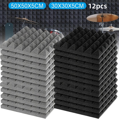 12pcs Pyramid Soundproof Black Soundproof Soundproof Foam Board Is Suitable for Meeting Rooms, Recording Studios, Dance Studios, Bedroom Walls and Ceilings, Home Theaters, Game Rooms, Etc.