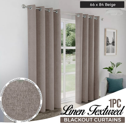 2pcs Linen Textured Blackout Curtains – Linen-Look Coated Thick Fabric Grommet Top Drapes for Bedroom & Living Room, Noise Reducing Energy Saving Window Panels for Home Decor 135GSM