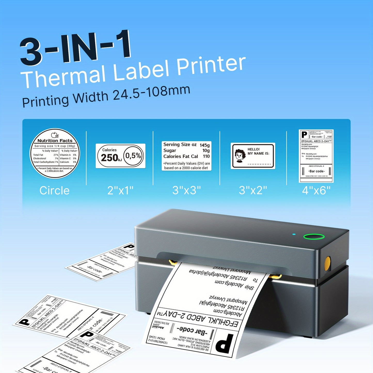 Thermal Sheet Printer PL80E - Compact And Portable, Taking Up No Space, Compatible with Common E-commerce Platforms, 10.16x15.24 cm Cover Sheet Ready Instantly, A Good Helper for Small Business Shipments! (with 50 Sheets Of Test Paper)