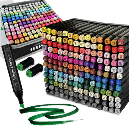 80/120/168 Colours Dual-Tip Alcohol Markers Set With Stand, Permanent Alcohol Marker Pens For Adults Artists, Permanent Art Marker Pens Set For Anime, Manga, Drawing, Sketching And Calligraphy, Colouring Pens Suitable For Professional Art Use