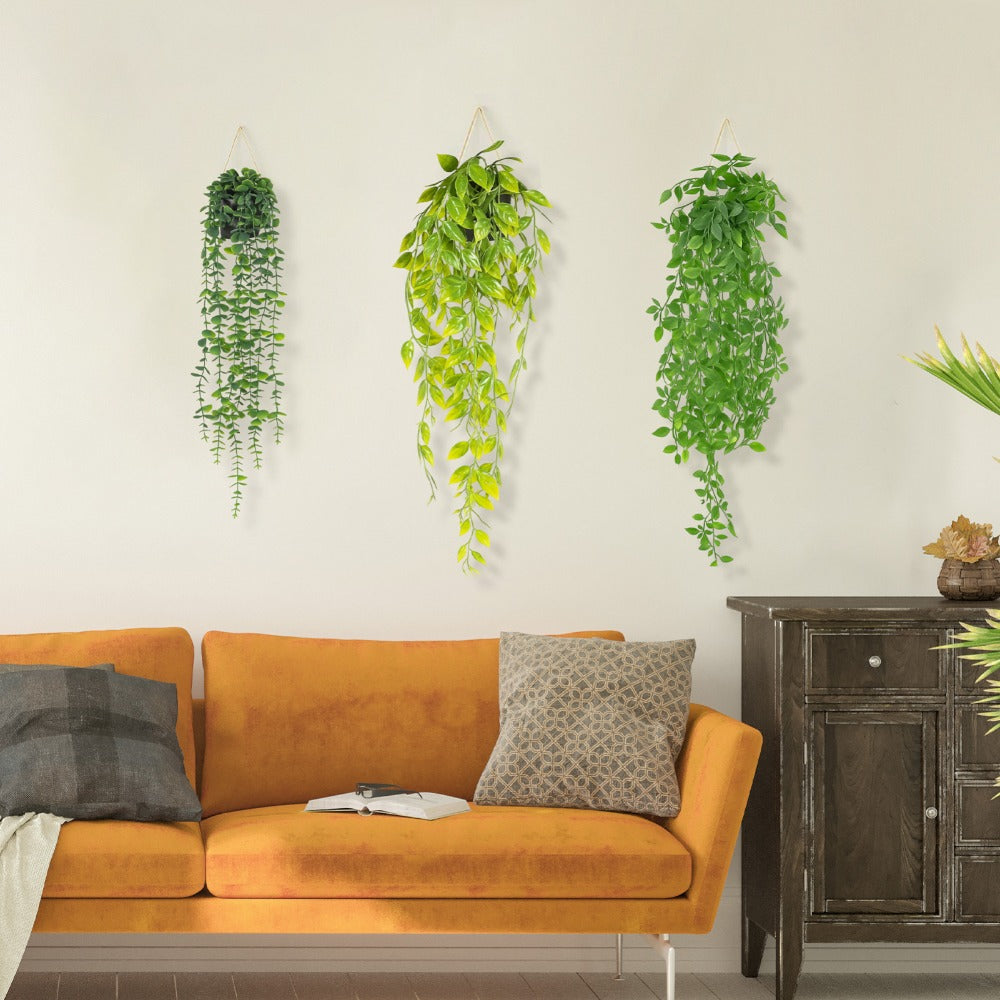 Artificial Hanging Plants Fake Ivy Vine with Pot Faux Greenery Hanging Basket for Indoor Outdoor Home Decor Wall Patio Office Shelf Room Decoration