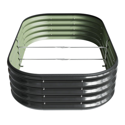 Oval Elevated Planter Box Metal Raised Garden Bed, Outdoor Vegetable Fruit Flower Herb Growing Box, 2 Sizes 2 Colours Available