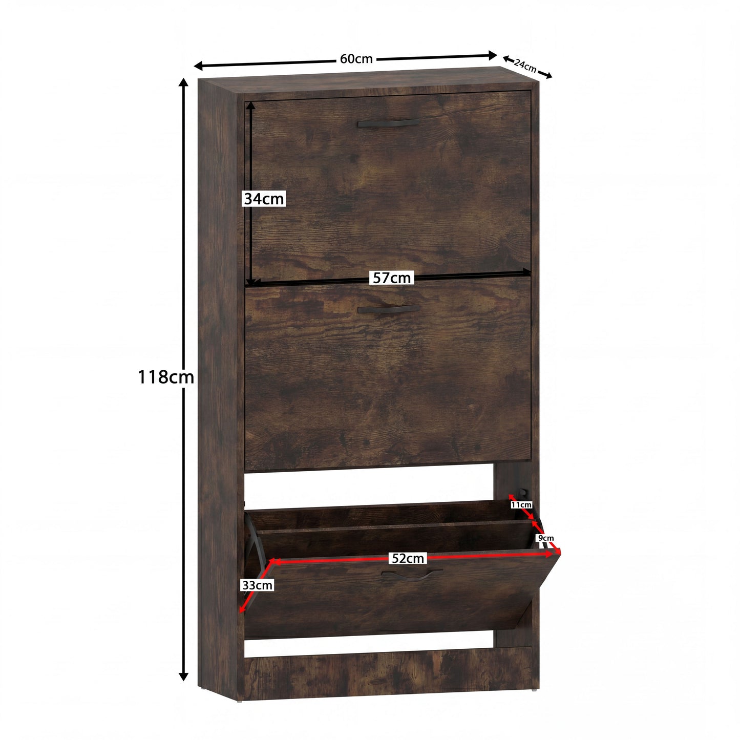 Vida Designs 3 Drawer Shoe Cabinet Shoe Rack Hallway Shoe Storage Cupboard