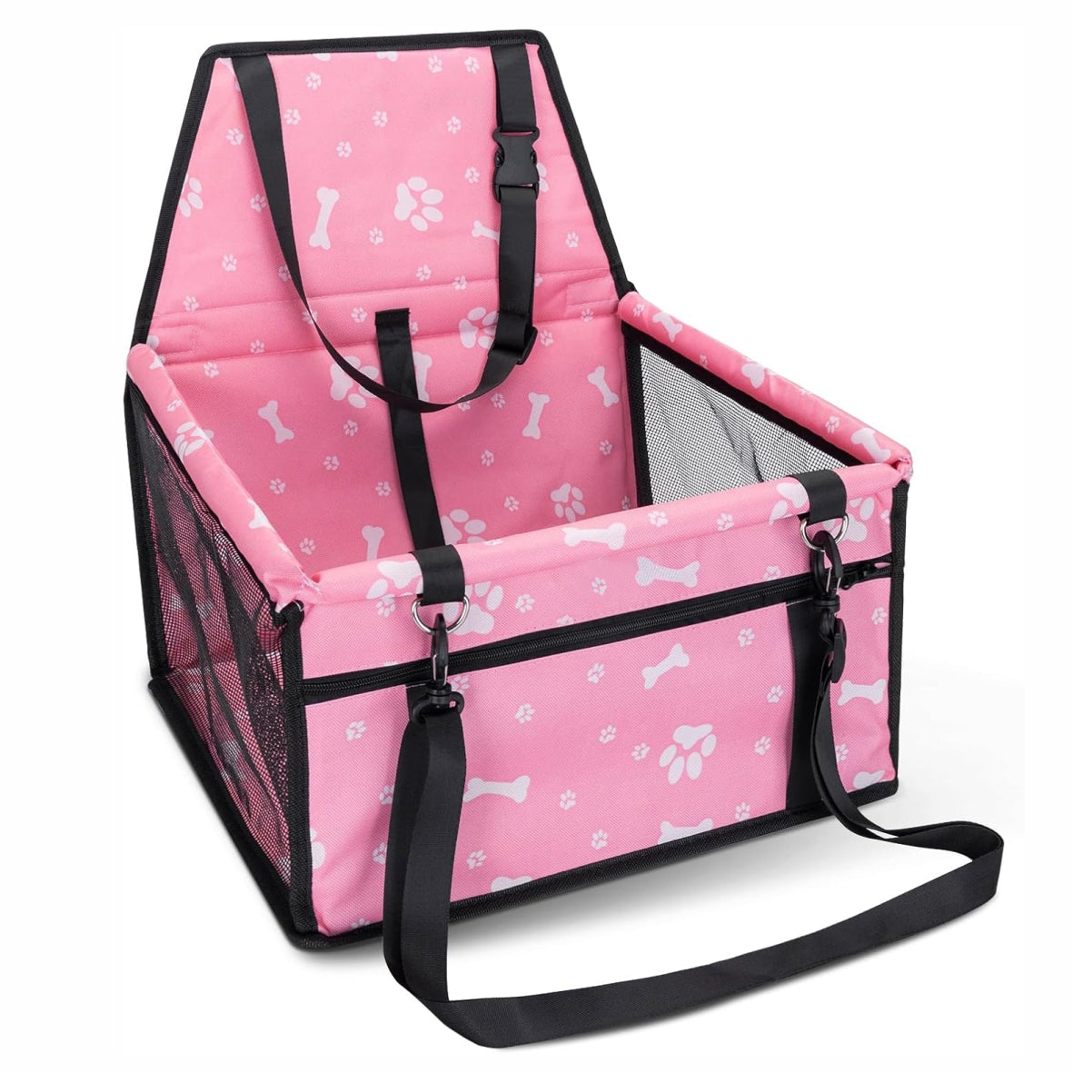 Portable Breathable Bag for Pets, Designed As a Booster Seat for Travel with a Seat Belt