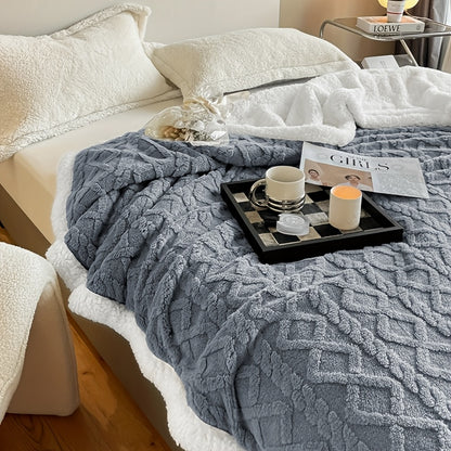 Thickened Throw Blanket, Soft, Cozy Geometric Pattern, Lightweight & Durable for Office Naps, Sofa, Dorms, Gift - 300-350GSM, Machine Washable, Perfect for All Seasons, Local Warehouse