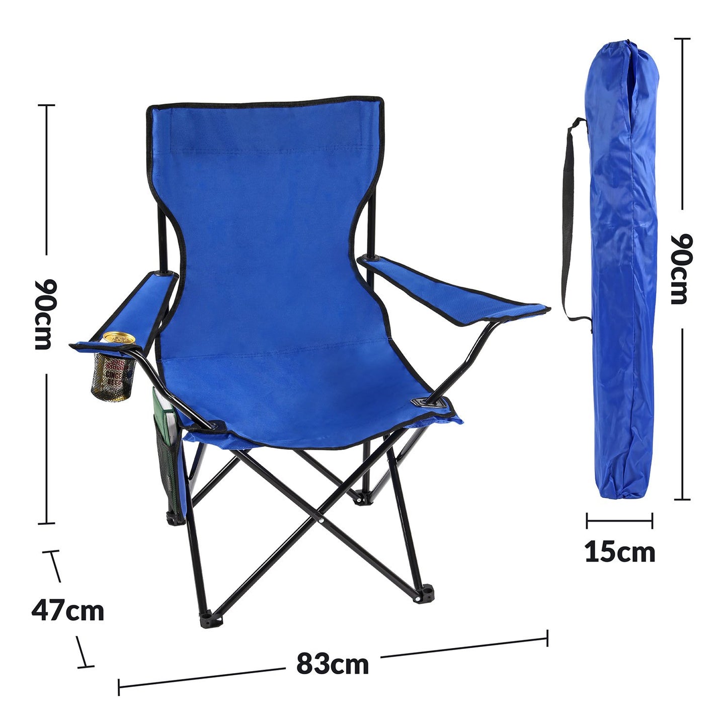 Taylor & Brown Set of 2 Lightweight Folding Camp Chair - Portable Chairs with Cup Holder, Side Pocket and Bag Perfect for Camping, Festivals, Garden, Fishing, Beach and BBQs, Camping Chair
