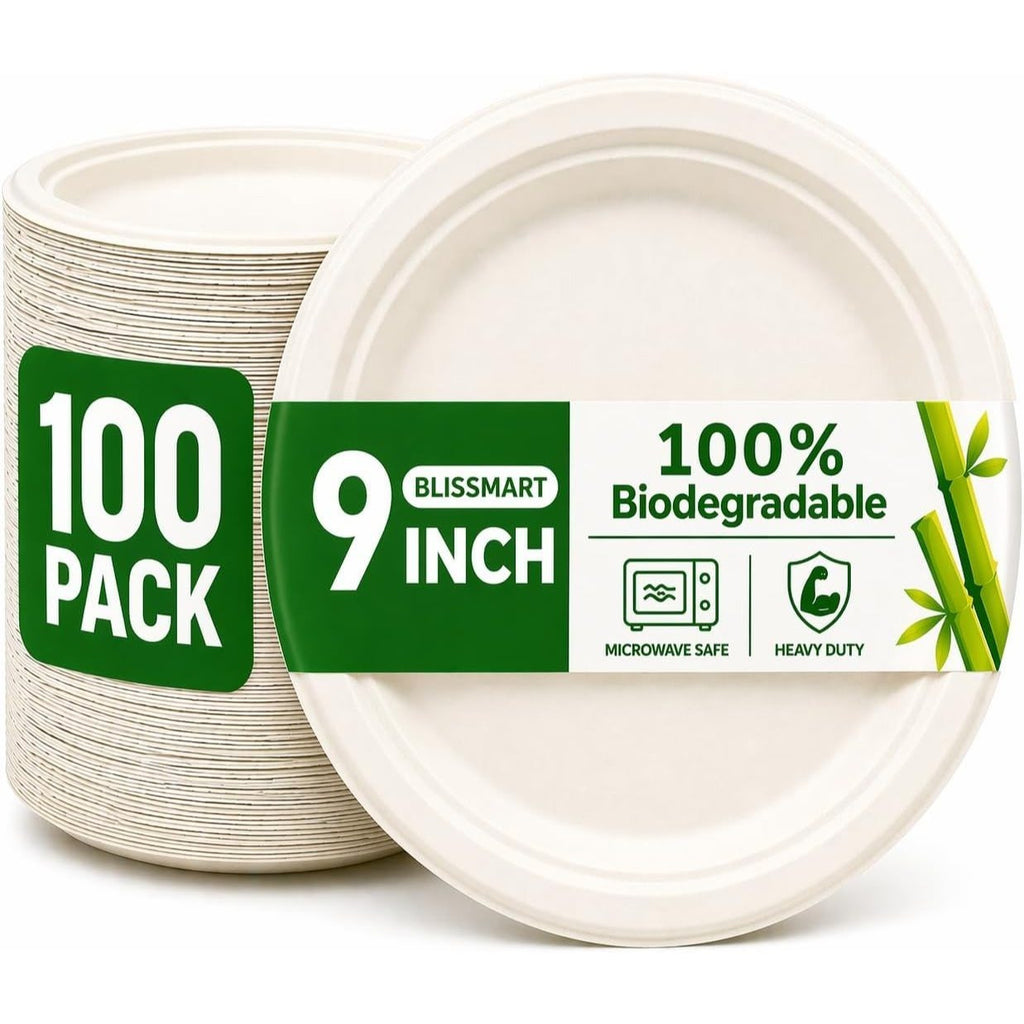 9-Inch Bagasse Disposable Plates - product view 1
