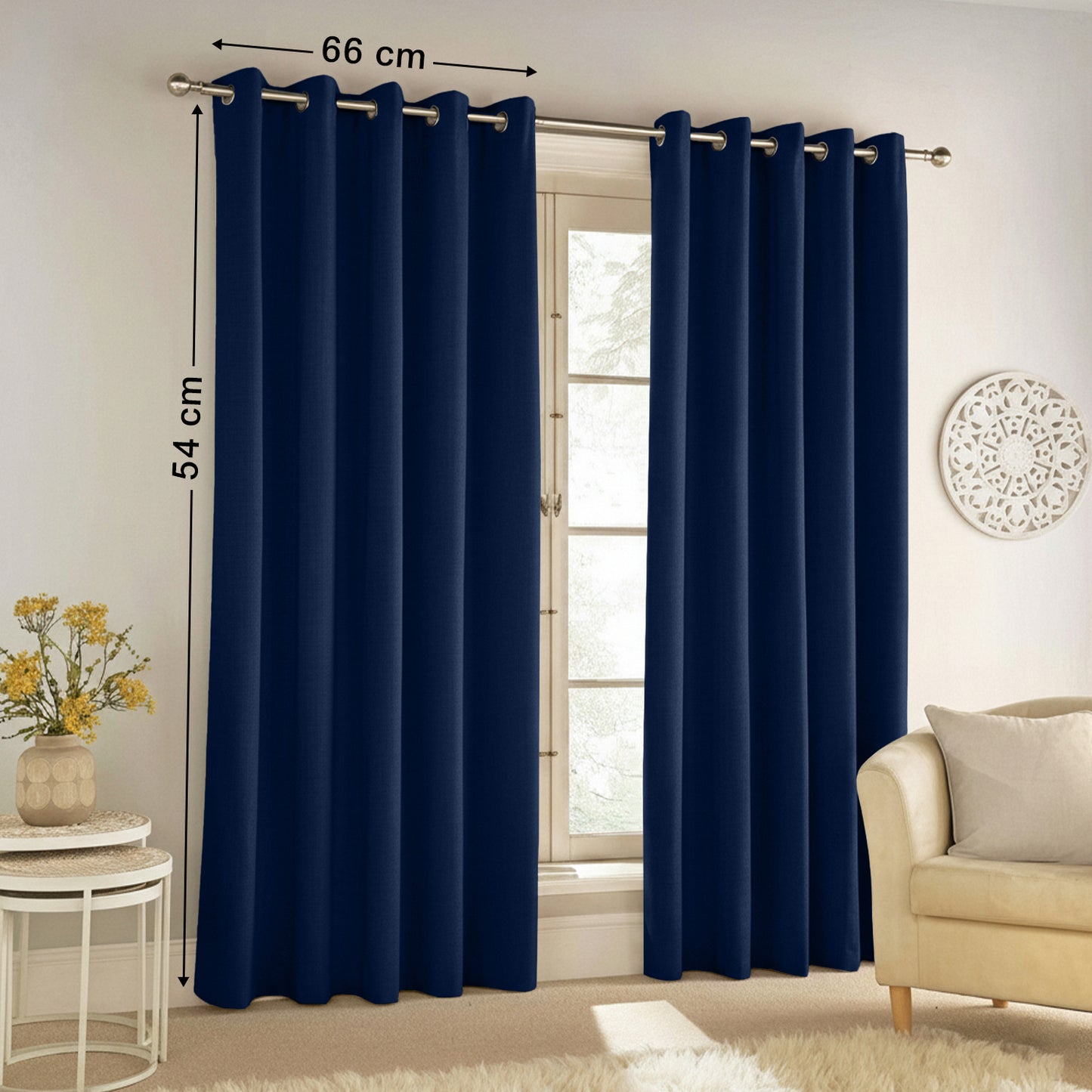 2pcs Full Blackout Eyelet Curtains – Thermal Insulated & Soundproof Drapes, Energy-Saving, Noise Reducing, perfect for Bedroom, Living Room & Home Decoration, Includes Matching Ties
