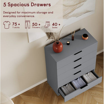 Vida Designs Trega 5 Drawer Chest Of Drawers Space-Saving Storage Smooth Glide Drawers Bedroom Furniture