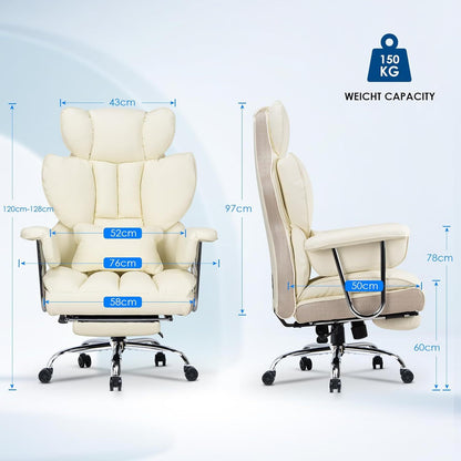 GartistGo Executive Office Chair Desk Chair, PU Computer Recliner, Ergonomic Office Chair with Footrest, Heavy Duty Leather Office Chairs for Home Office, High Back Swivel Chair