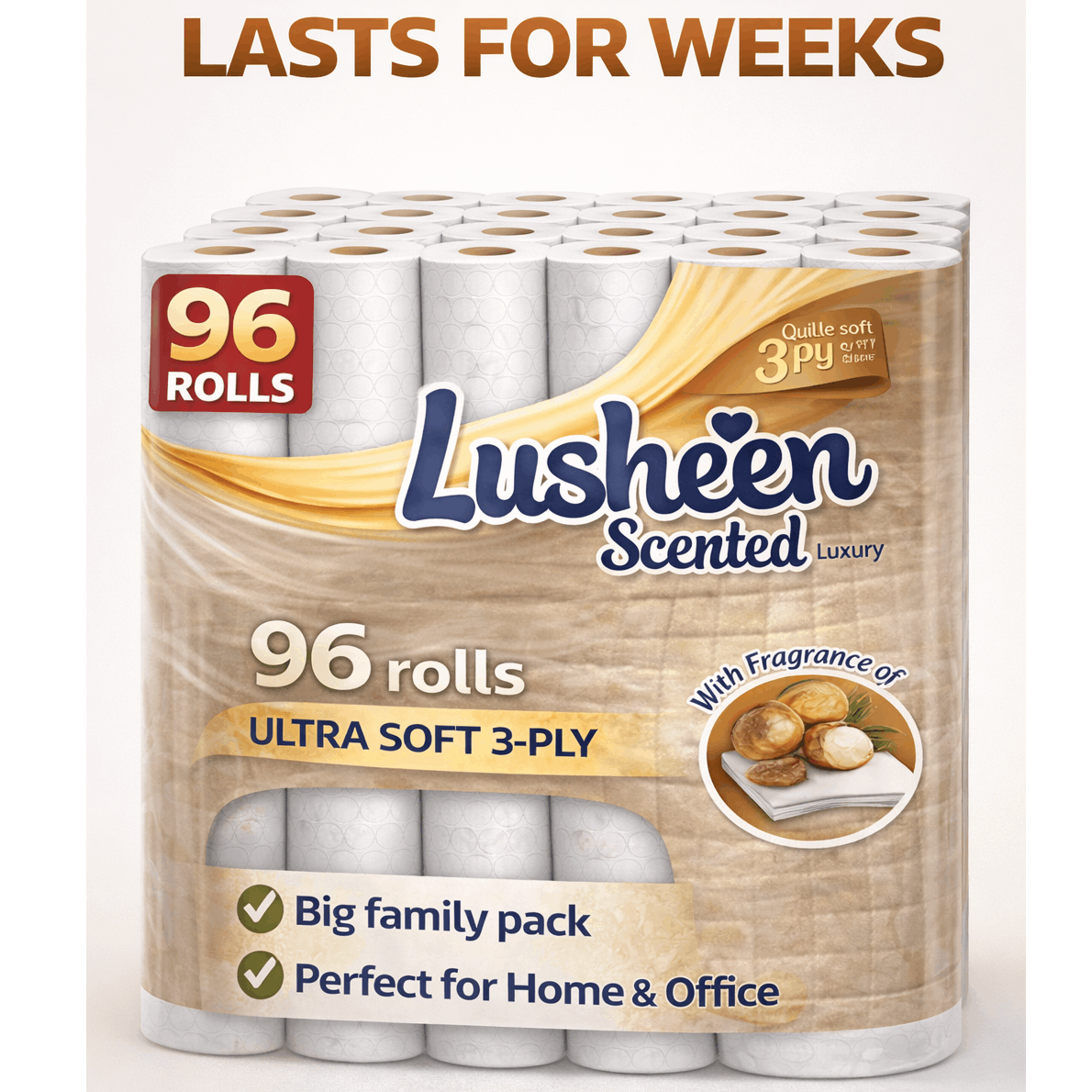 96 Rolls Toilet Tissue – 3 Ply – Extra Long 150 Sheets – Soft & Strong Bulk Pack – Long Lasting Family Size