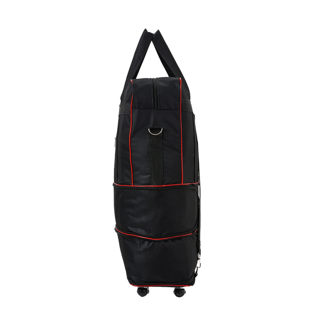 Large Capacity Foldable Travel Bag with Wheels, Oxford Rolling Luggage with Lock, Backpack Travel Duffle, Lightweight Suitcase, Versatile Travel Tote for Airport, Train Travel, Outdoor Trips, Travel Storage Bag, Clothing Protection Bag 1PC