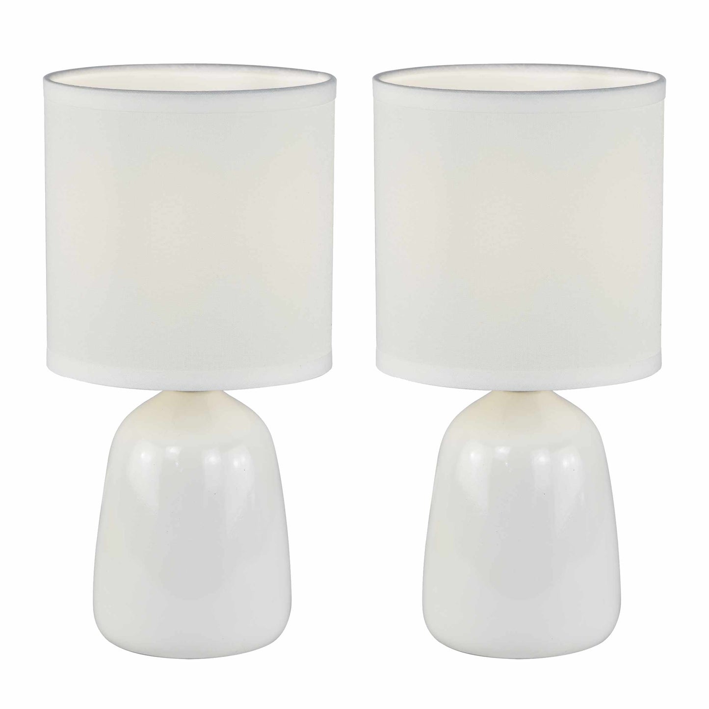 Cleo - Set of 2 White Ceramic 26cm Lamps With Shades