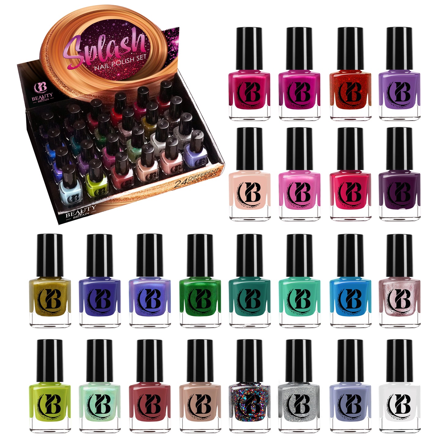 24 x Nail Polish Varnish Set 24 Different Colours Quick Drying British Seller