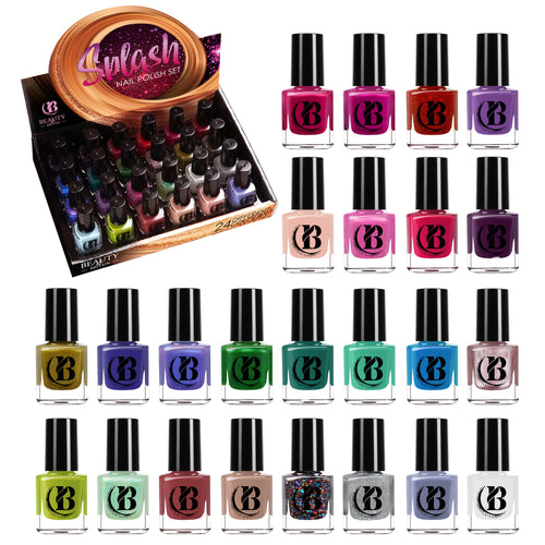24 x Nail Polish Varnish Set 24 Different Colours Quick Drying British Seller
