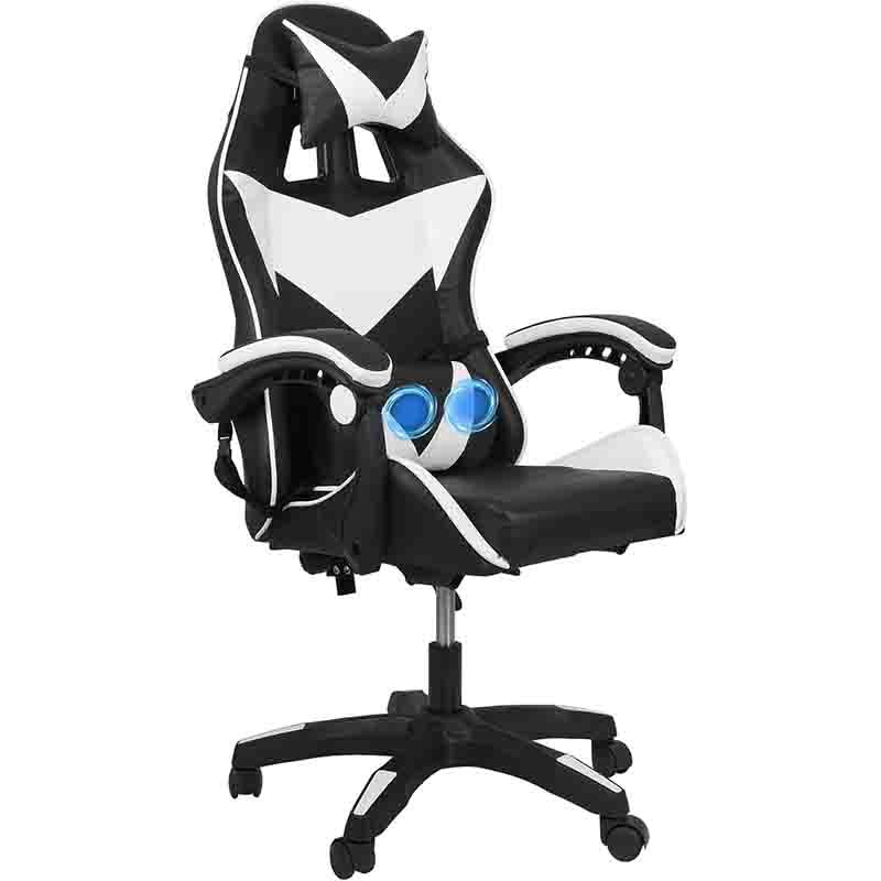 Gaming Chair Footrest Office Massage Computer Recliner Swivel Cushion High Back Support Lumbar Support