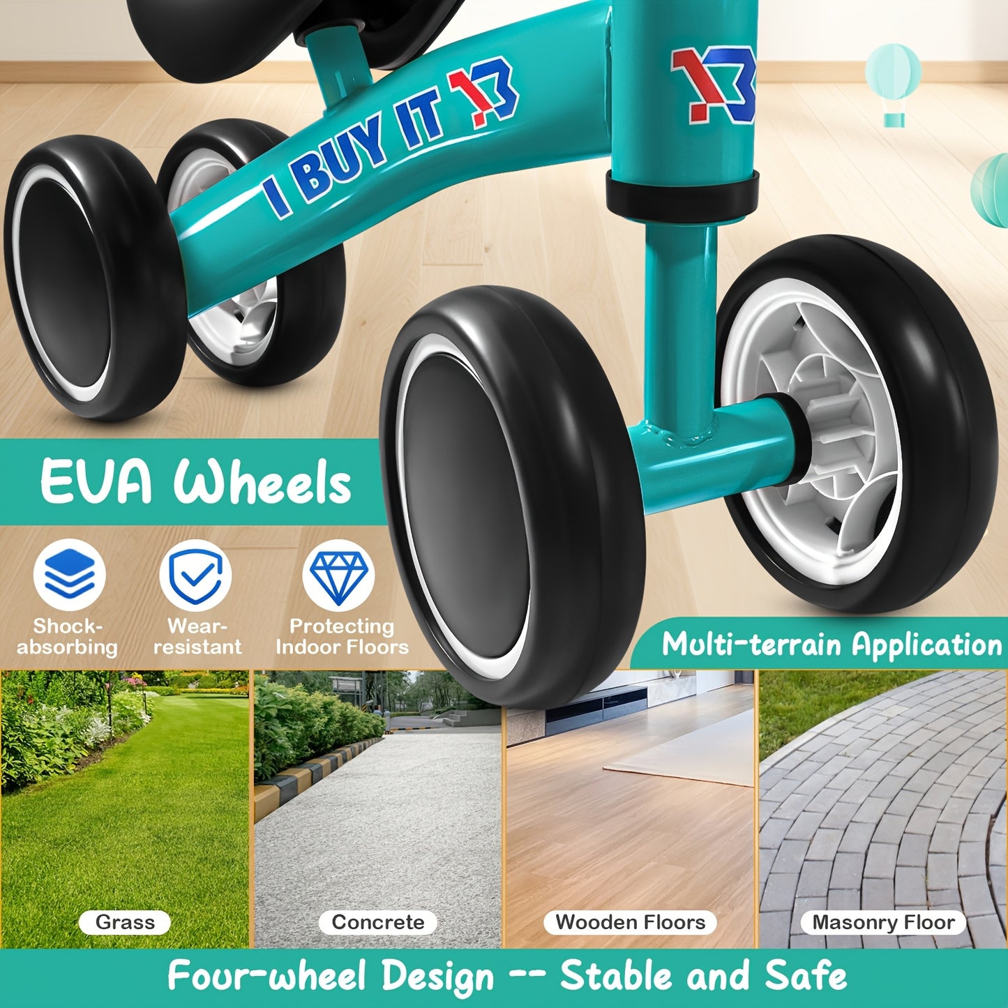 Baby Balance Bike, Indoor Outdoor Baby Ride on Bike, No Pedals Training Bike for Boys Girls Toddlers First Bike, Kids Best Gift