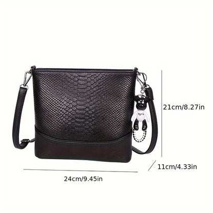 Genuine Genuine Leather Crossbody Bag for Women, Large Capacity Fashion Shoulder Purse with Detachable Strap