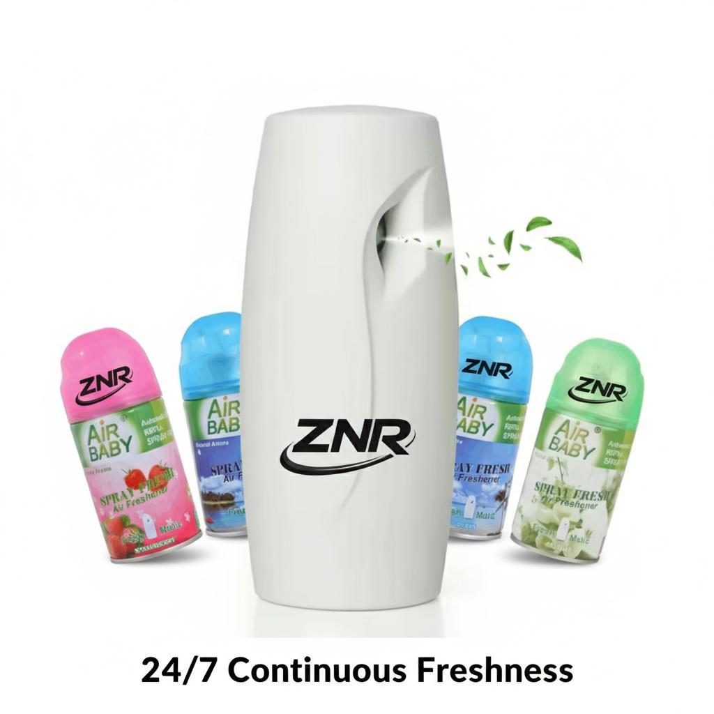Automatic Air Freshener Spray Dispenser with 3 Fragrance Refills – Wall Mounted or Free Standing, White, Ideal for Home, Office & Bathroom