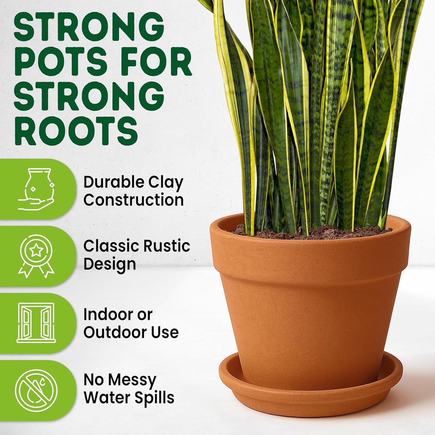 Clay Pots for Plants with Saucer - Terracotta Plant Pots with Drainage Hole, Pots for Plants for Indoor/Outdoor Use