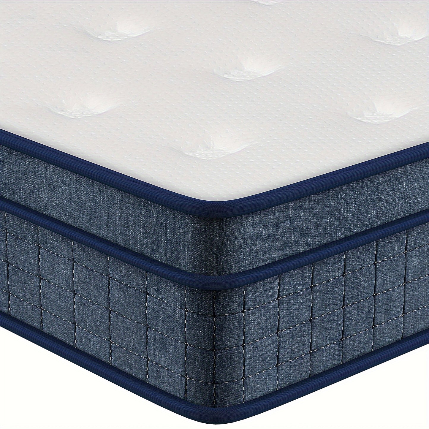 Single/Small Double/Double/King Pocket Spring Mattresses, 26Cm/10.23Inch Medium Firm Memory Foam Mattress with 7 Layers. Pressure Relief And Motion Isolation - Blue White