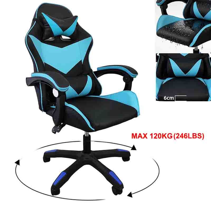 Gaming Chair Footrest Office Massage Computer Recliner Swivel Cushion High Back Support Lumbar Support