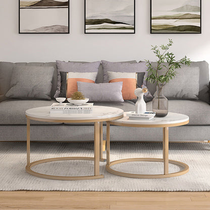 Nesting Coffee Tables Set of 2 Round Stacking Sofa Side Tables for Living Room