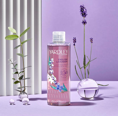 Yardley London English Lavender Body Wash, Floral Womens Shower Gel with Shea Butter, Cleansing and Hydrating Body Wash for Women 250ml