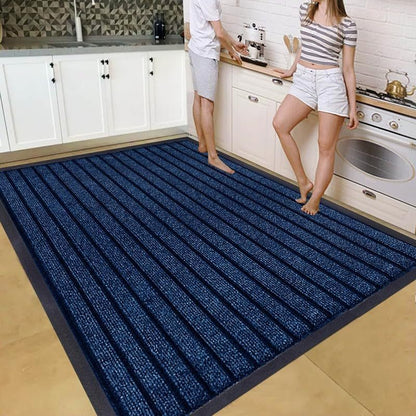 1pc Heavy Duty Rubber Runner & Area Rug | Outdoor Waterproof PVC Backing Non Slip Floor Carpet | Washable Dirt Grabber Barrier Rug for Muddy Paws, Hallway Runner, Large Area Rug for Entrance, Porch & Home Flooring 7 Stripe