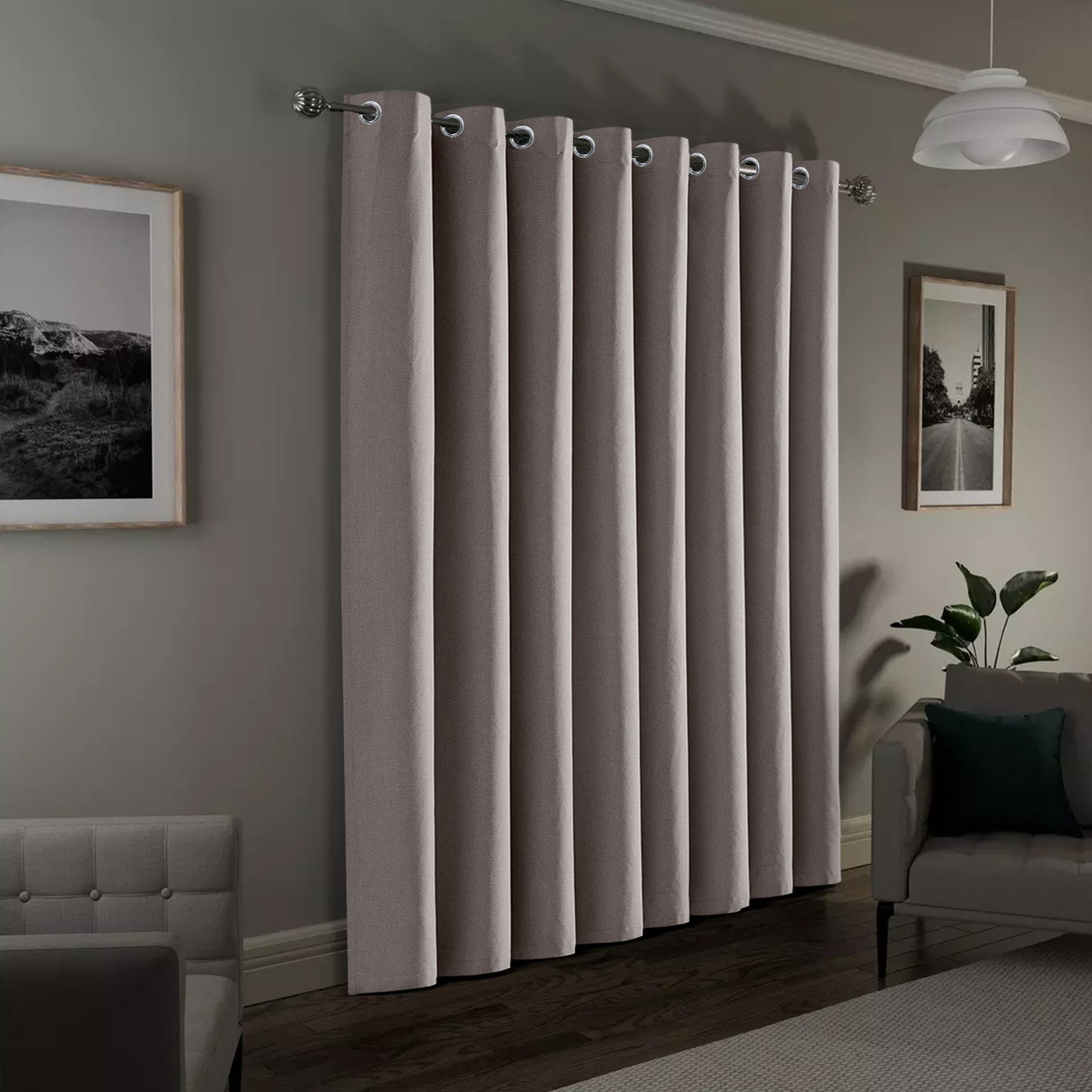 2pcs Linen Textured Blackout Curtains – Linen-Look Coated Thick Fabric Grommet Top Drapes for Bedroom & Living Room, Noise Reducing Energy Saving Window Panels for Home Decor 135GSM