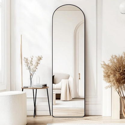 Full-Length Arched Mirror 150x40 cm / 160x50 cm – Large Standing Floor Mirror with Sleek Aluminum Frame – Modern Full Body Mirror for Bedroom or Hallway